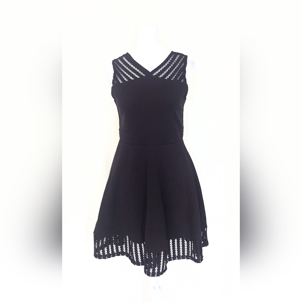 Zunie Girls Sleeveless Fishnet Fit n Flare Dress Size 14 Black NWT